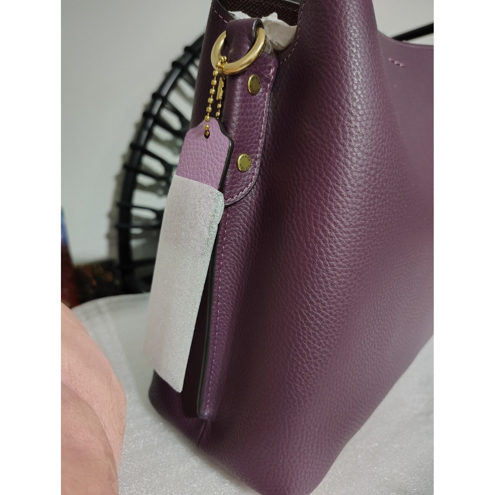 NWT Coach Willow Shoulder Bag Deep Berry Pebble Leather C2590 Crossbody Purple - Picture 8 of 11
